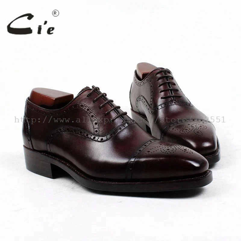 Мужские туфли оксфорды ручной работы cie темно коричневые из телячьей кожи с