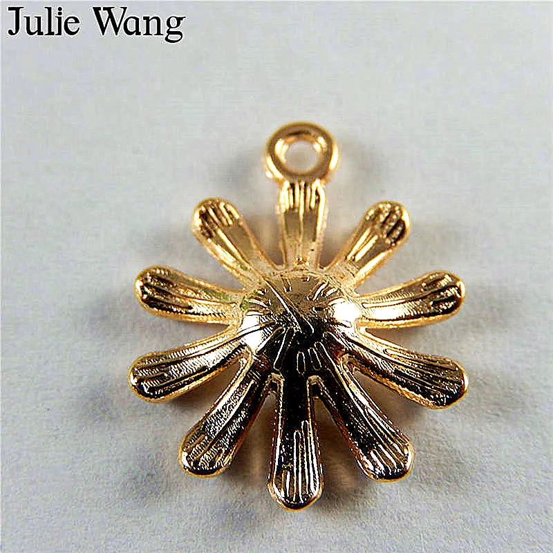 Julie Wang 10 шт. эмаль белая Маргаритка Подсолнух сплав золотой тон подвески подвеска
