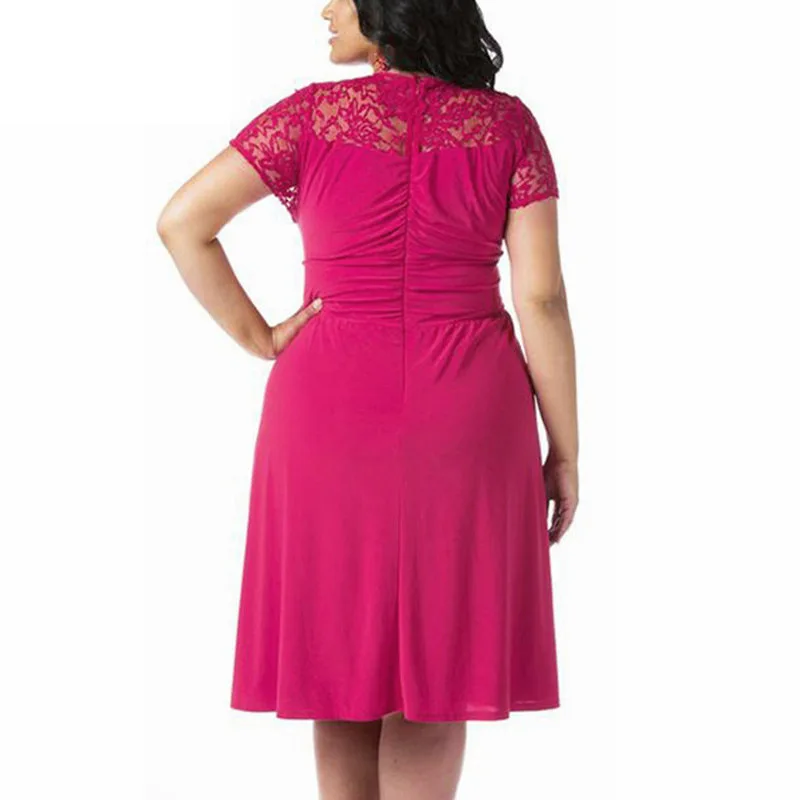 Для женщин Повседневное короткий рукав кружева лоскутное летнее платье