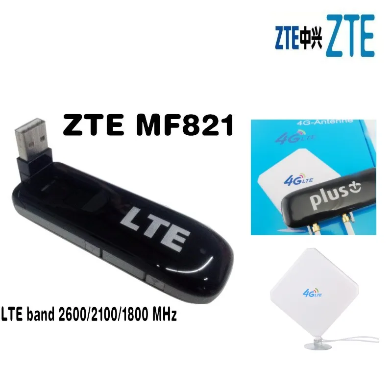 Разблокированный модем ZTE MF821 100 Мбит/с 4G LTE FDD 1800/2100/2600 МГц + антенна 4g TS9 SMA|Сетевые