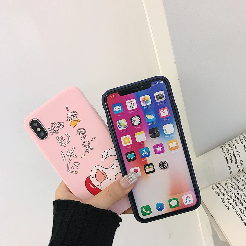 Colour printing mobile phone case for iphone 7 xr xs max 8 plus 6s Refueling duc Cartoon |