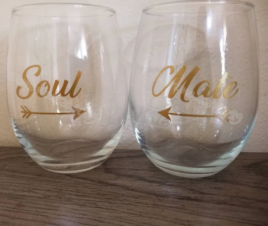 9 шт., Soul& 9 шт., mate/набор, золотой цвет, винное стекло, наклейка для семейных пар, Свадебные вечерние украшения, Stemless, стеклянная наклейка EB013