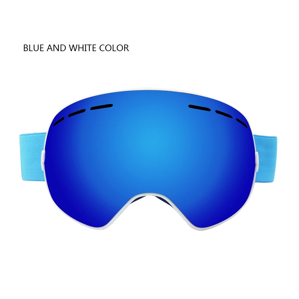 White Frame Blue Len Профессиональные взрослых ветрозащитные лыжные очки Восхождение двухэтажный сноуборд Лыжный Спорт очки Альпинизм Анти-туман объектив очки - Цвет: White Frame Blue Len