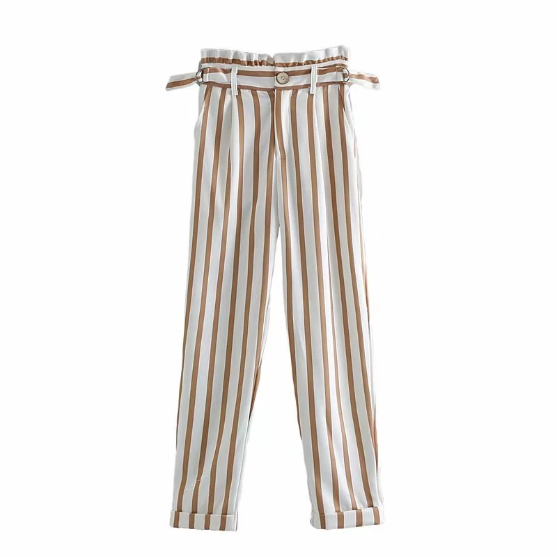 2019 женский полосатый Длинный блейзер эластичные прямые брюки с высокой талией