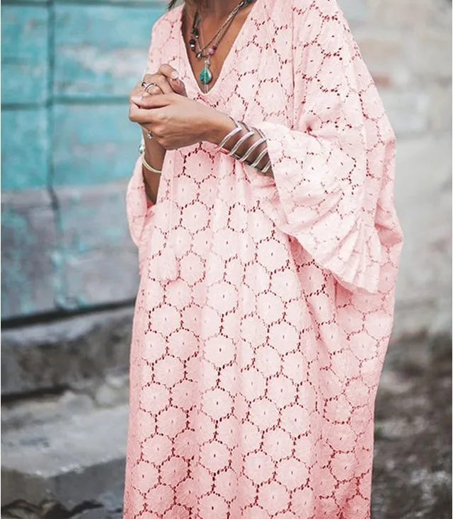 Женское платье-макси с V-образным вырезом средней длины | Женская одежда