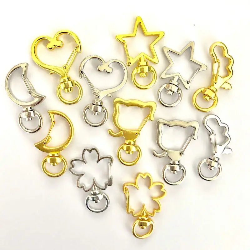 

10pcs DIY Charms Cat Heart Key Chain Hanger Star Moon Wings Resin Jewelry Pendant Accessories Handmade Lobster Clasp Findings