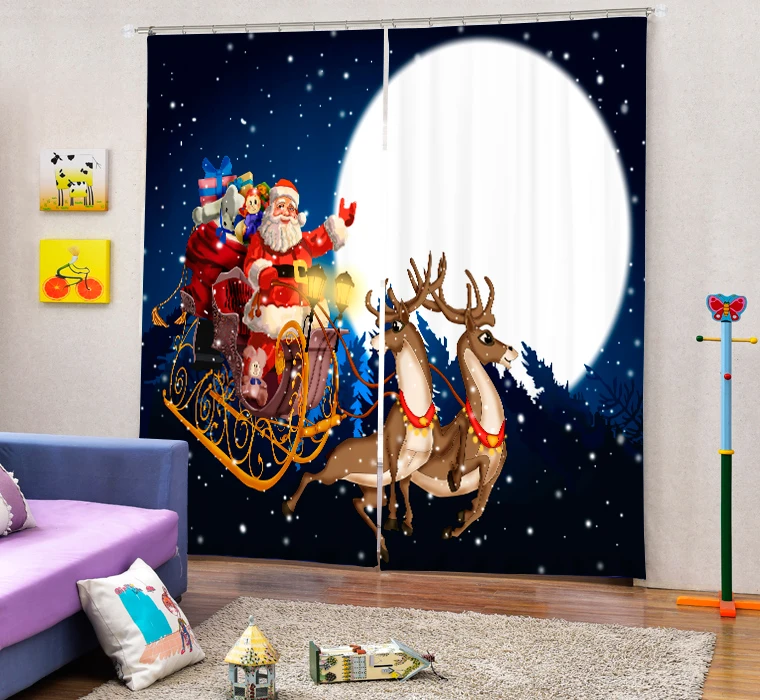 Санта Клаус 3d цифровая печать стерео Обрезанные шторы высокая точность черный