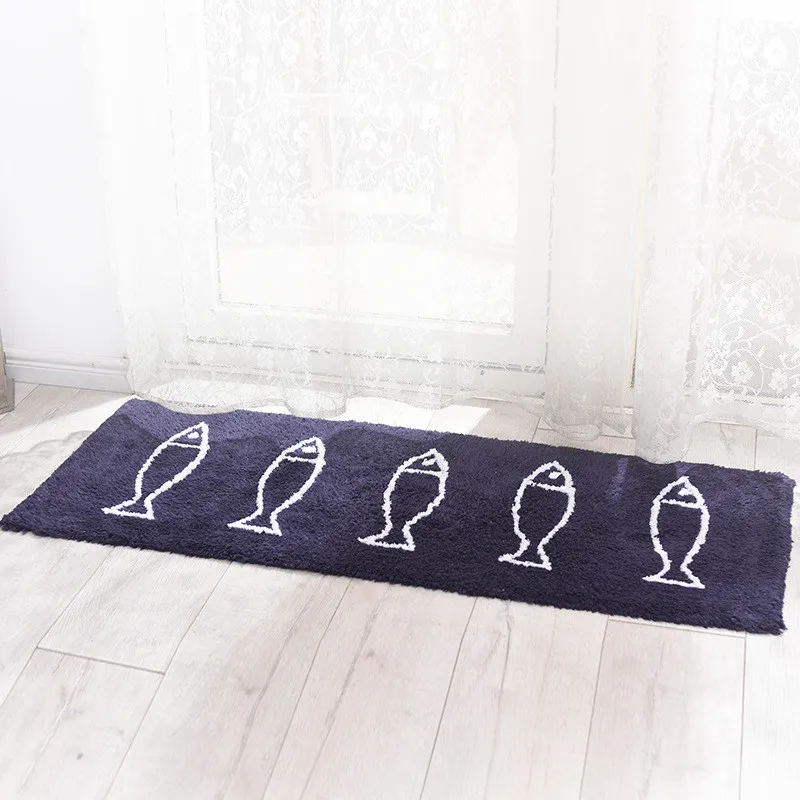 Высококачественный ковер с рыбками из 100% хлопка синий современный круглый