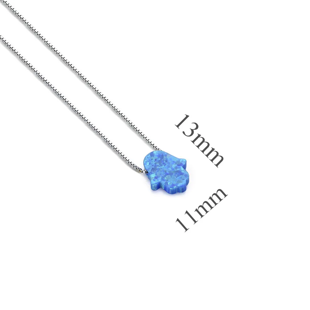 Blue 11x13 Box Chain Kaletine опал Цепочки и ожерелья 925 Серебро Шарм Синтетическая Хамса рука Фатимы натуральная колье кулон для женщины ювелирные изделия - Окраска металла: Blue 11x13 Box Chain