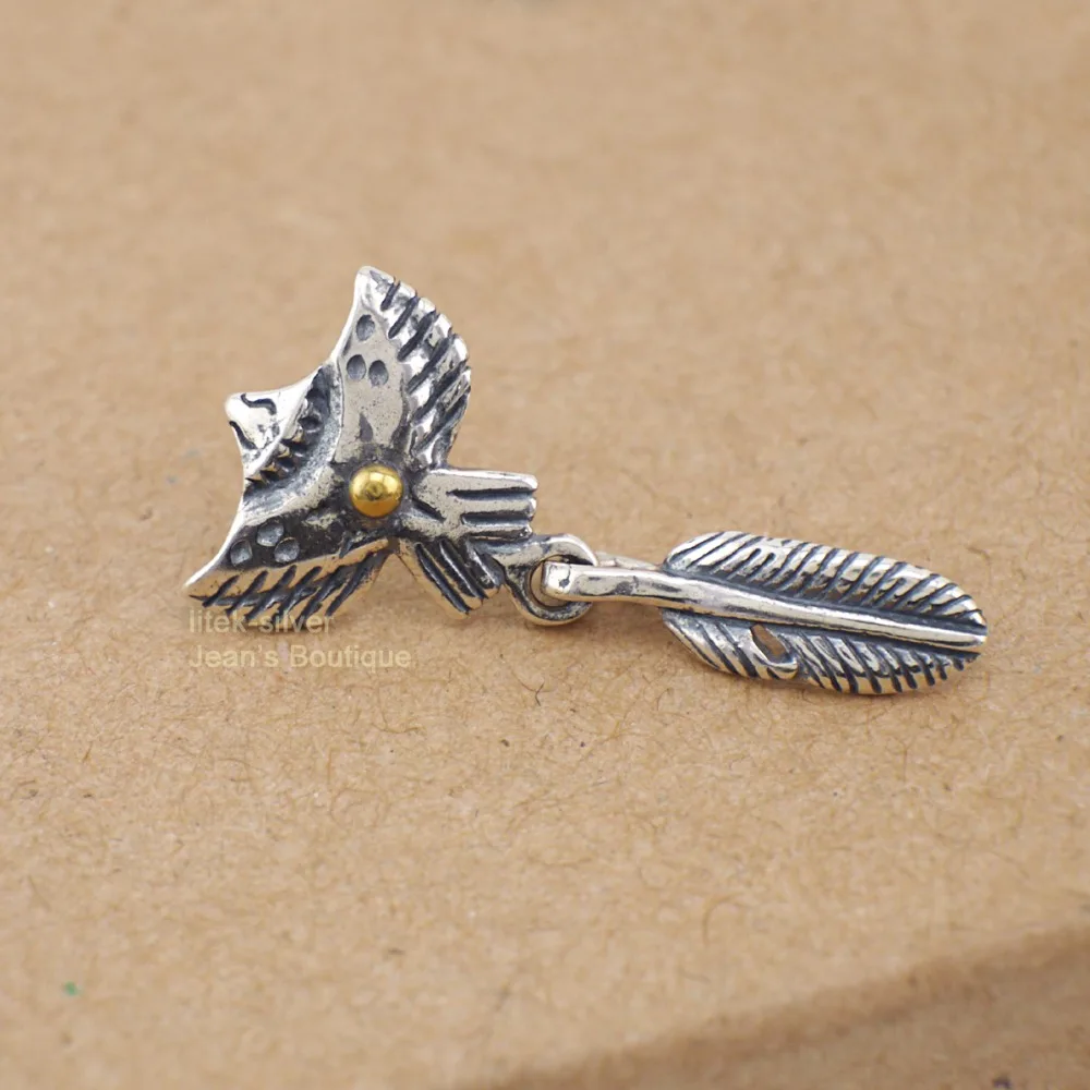 S92 цельные серьги из стерлингового серебра с перьями Орла для мужчин и женщин