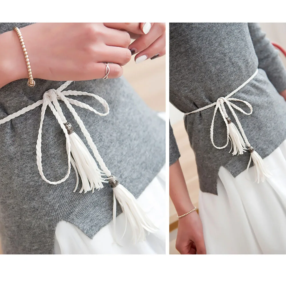 Тонкий декоративный женский поясной ремень из искусственной кожи узкий плетеный