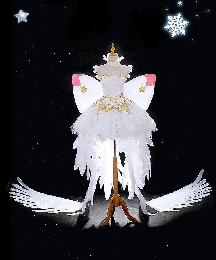 Новый зажим Cardcaptor Sakura Kinomoto Clear Card OP карнавальный костюм нарядное платье + корона