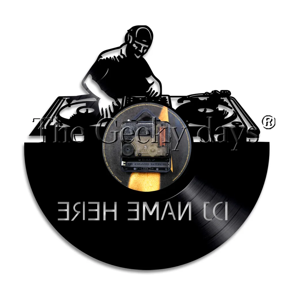 1 шт. название DJ здесь виниловая запись настенные часы Настройка имя клуб вечерние Музыка Светодиодный ночник настольная лампа Рок н ролл для DJ подарок