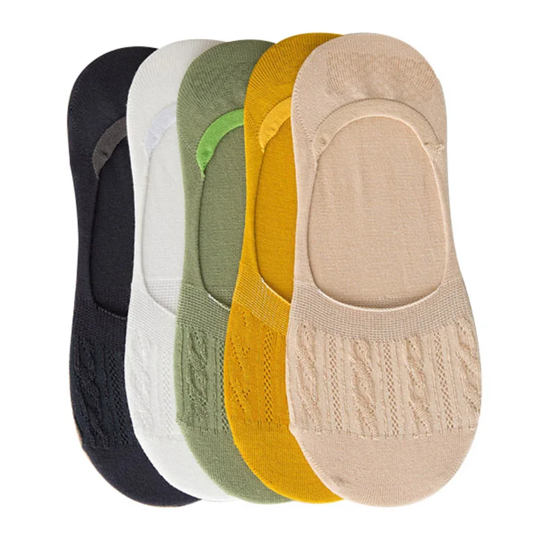 

6 Pairs Women Invisible Boat Socks Bamboo Fiber Solid Color Twist Lines Princess Girls Socks Summer Care Skin Soft Female Meias