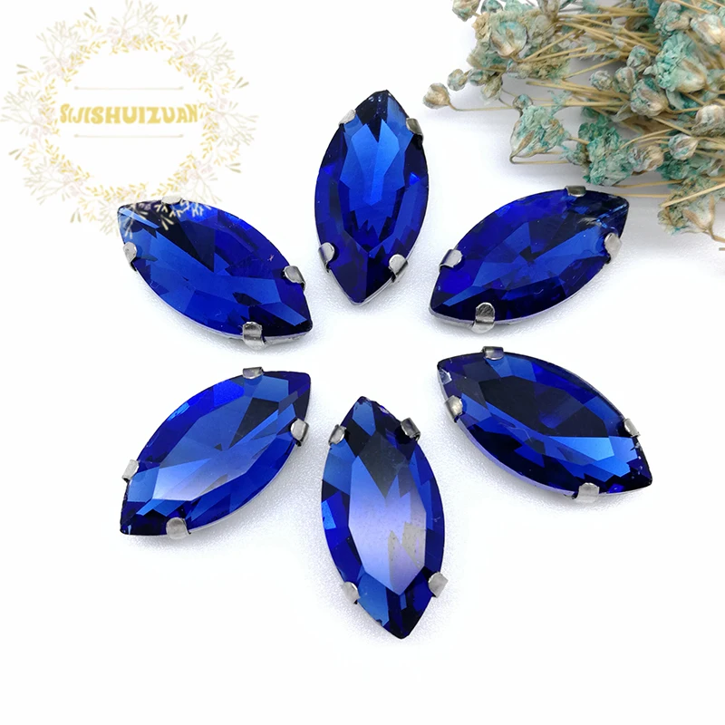 Другие размеры! Конский глаз сапфировый синий кристалл стеклянные Швейные