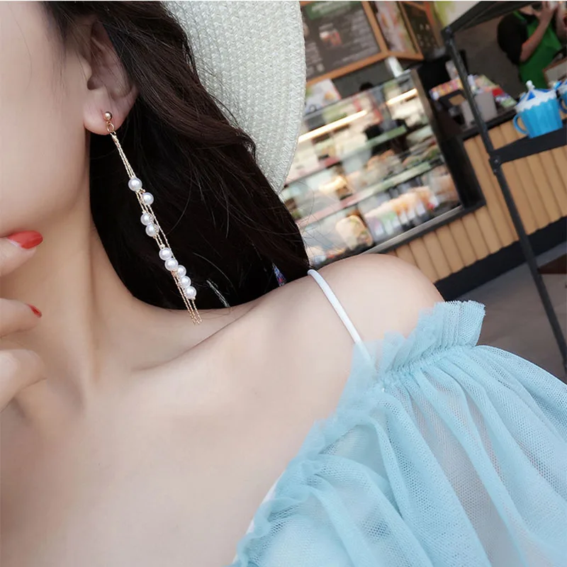 Женские серьги с волнистым принтом длинные в Корейском стиле чистая красная