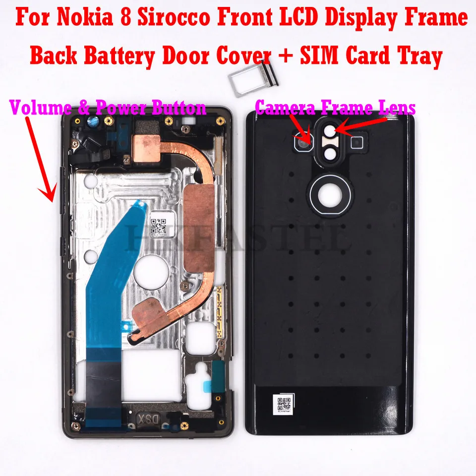 Оригинальный Корпус для Nokia 8 Sirocco S задняя крышка батарейного отсека с ЖК-дисплеем