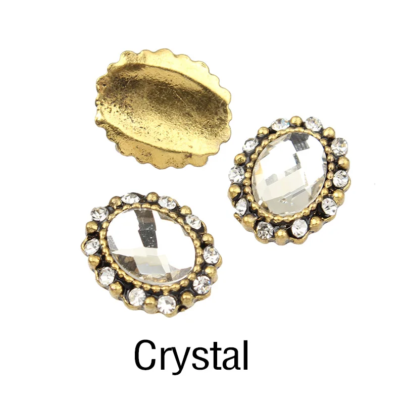 Crystal 10 шт смешанный цветной горный хрусталь овальный сплав 3d-украшения для ногтей DIY Блестящий сплав Гвозди Инструменты - Цвет: Crystal