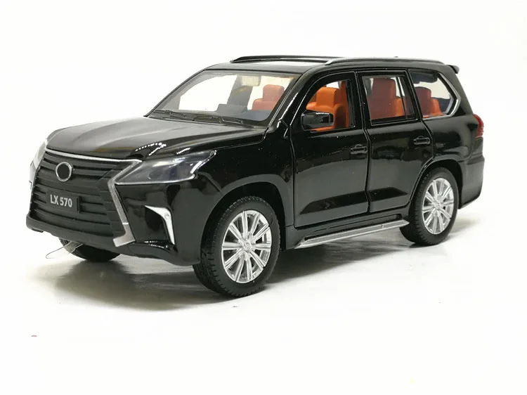 Черный 1:32 lexus LX570 модель автомобиля из сплава, литая под давлением металлическая Игрушечная машина со звуковым светом, 6 открывающихся дверей для детей, подарок - Цвет: Черный