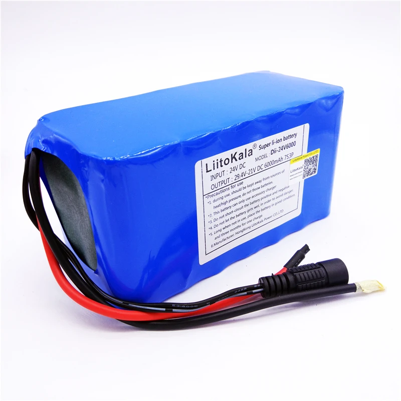 HK LiitoKala 24V 6Ah 7S3P 18650 литий ионная батарея 29 4 V 6000mAh для электрического