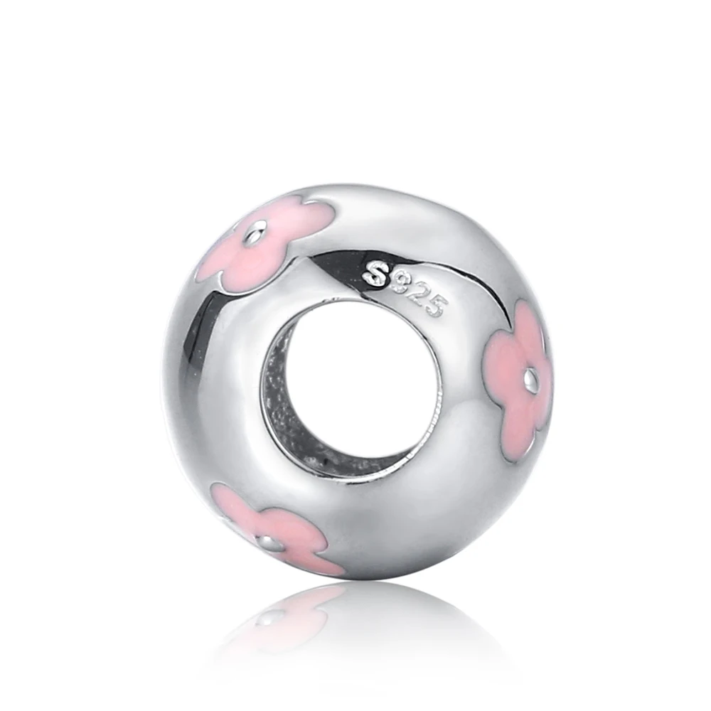 100% 925 Sterling Silver Bracelets Bangles DIY Pan Bracelet Jewelry Black Pink Plum Flower Football Bead Charm For Women | Украшения и