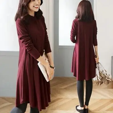 

European American Plus Size Autumn Dress Long Sleeve Button Women Dresses Casual Stand Collar Solid Slim Vestidos 4XL