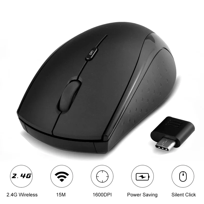 2,4G type C беспроводная мышь, перезаряжаемая USB C мышь, мышь, совместимая с MacBook Pro / Chromebook, ноутбук, ПК