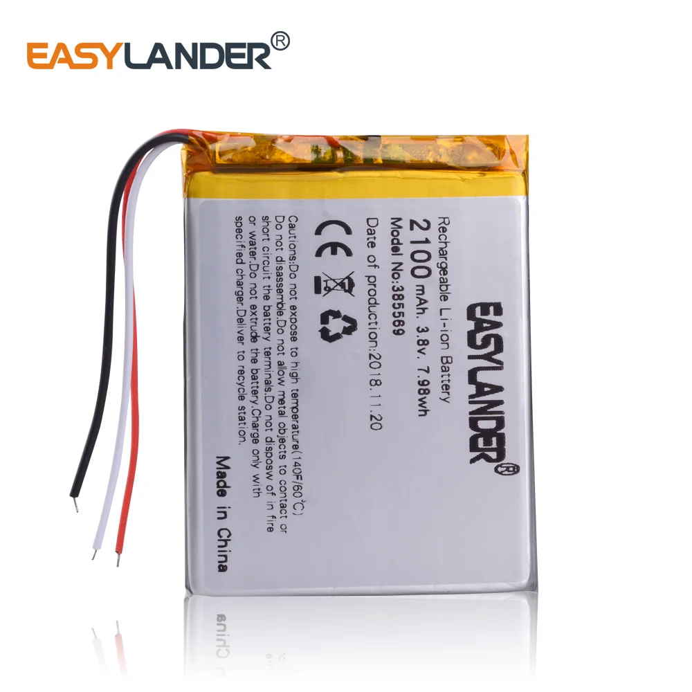 

385569 385570 3.8V 2100mAh Rechargeable li Polymer Battery For UHANS a101 GPS ipod DVR Tablet PC Mobiles Power bank 405570