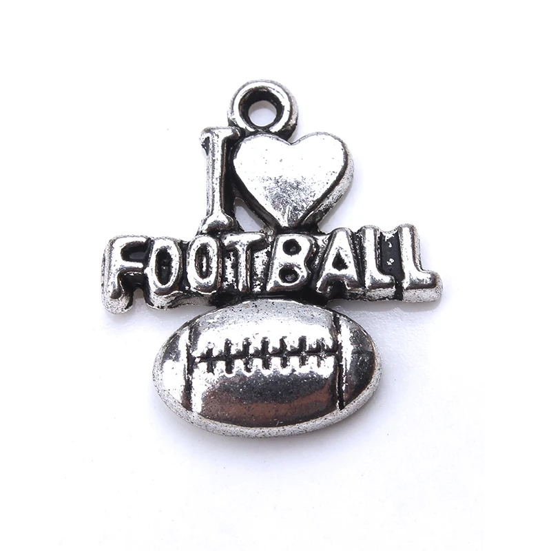 10pcs/lot 20mm x 18mm Charm Silver Alloy I Love football DIY Bracelets Jewelry Necklaces Accessories Pendant | Украшения и