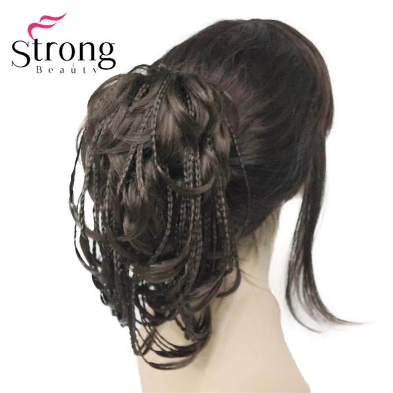 6 Chestnut Brown StrongBeauty короткие крошечные косички плетеные прямые волнистые волосы накладной Хвост коготь клип Цвет выбор - Цвет: 6 Chestnut Brown