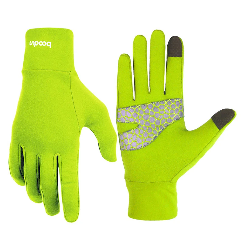 Neon Green Кроссовки с сенсорным экраном для мужчин и женщин, компрессионные легкие спортивные флисовые перчатки для бега, перчатки для велоспорта, тренажерного зала, фитнеса, кемпинга - Цвет: Neon Green