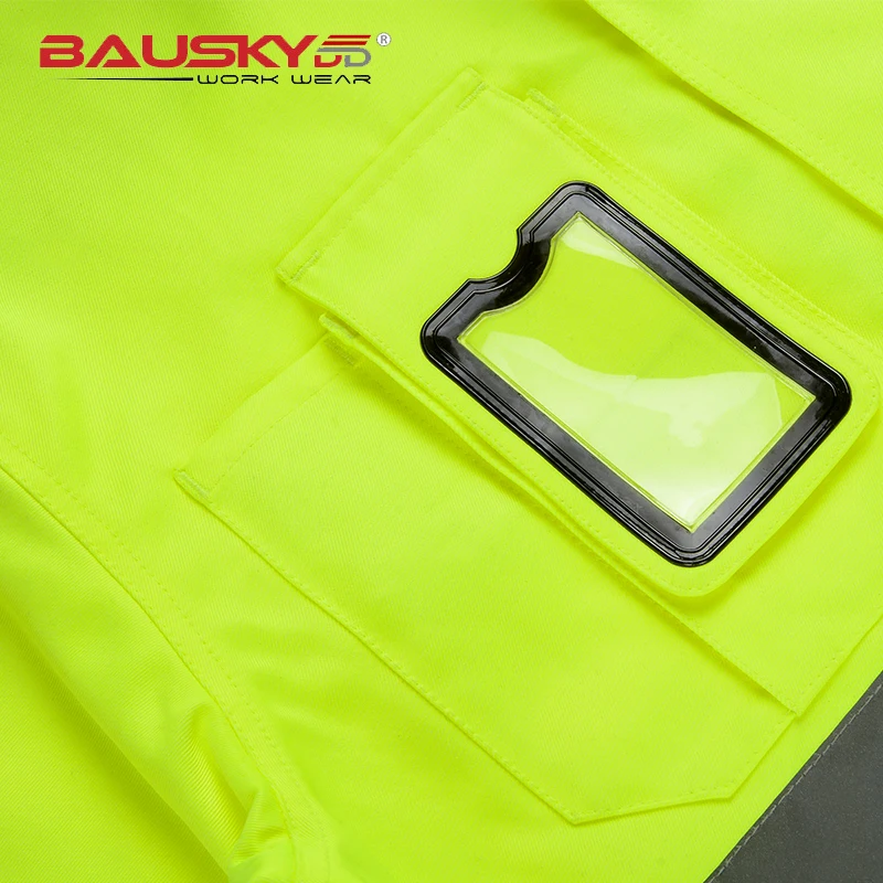 Осенний флуоресцентный желтый комбинезон bauskydd с несколькими карманами