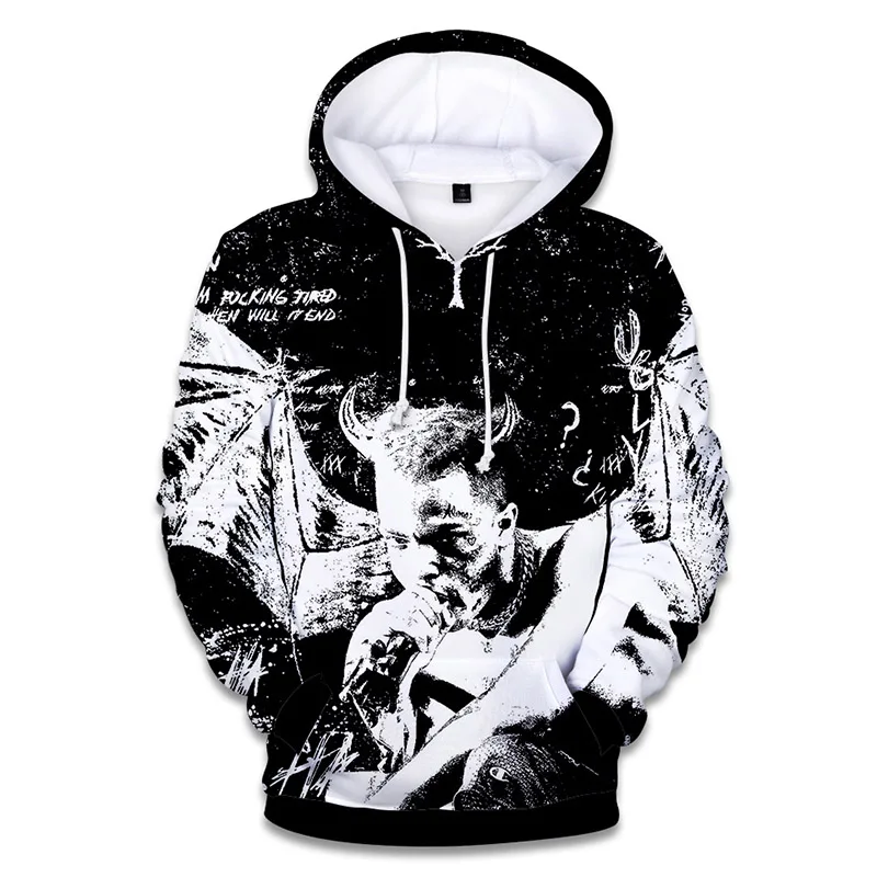 Мужская толстовка 4XL 3D Рэппер XXXTentacion крутые толстовки хип-хоп новая мода уличная