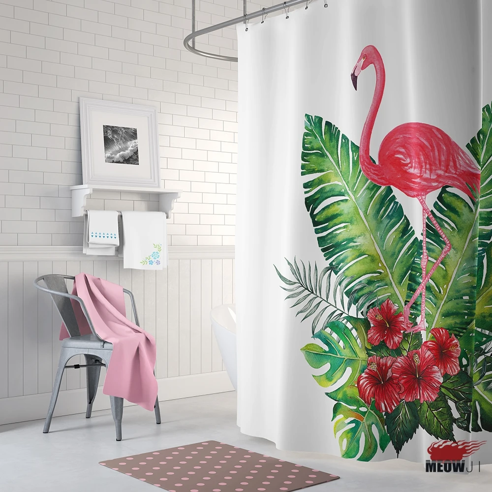Элегантный свежий розовый страстный Фламинго занавеска для душа напечатанная