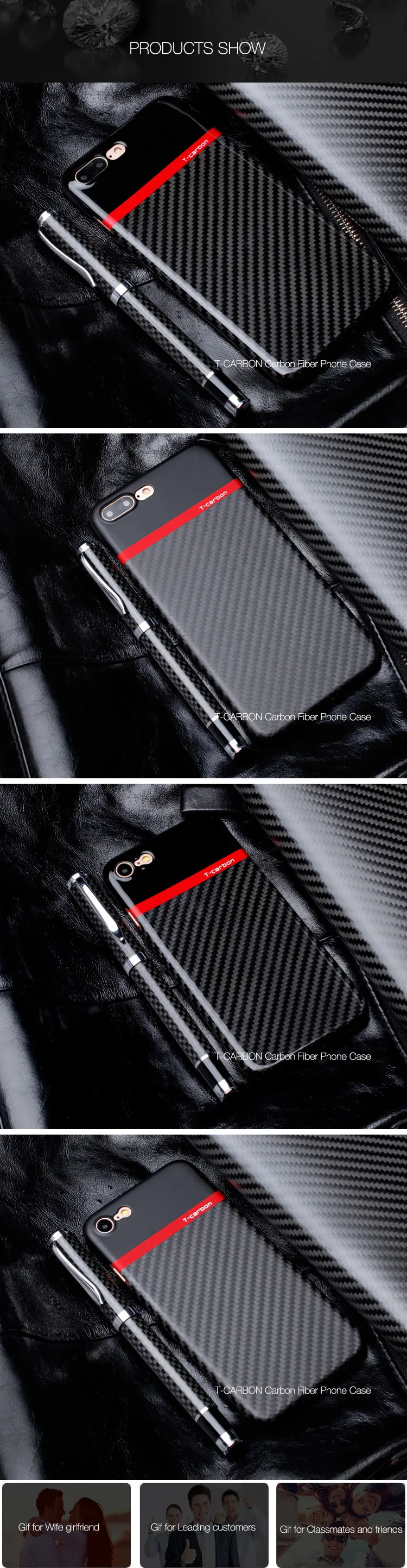 T-carbon Factory Чехол для телефона из углеродного волокна подходит для I7 I8