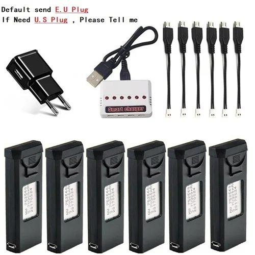 6 шт. Lipo зарядное устройство наборы для VISUO XS809S XS809HW XS809W XS809 3,7 в 900 мАч RC дроны Квадрокоптер запасные части Аксессуары - Цвет: Коричневый