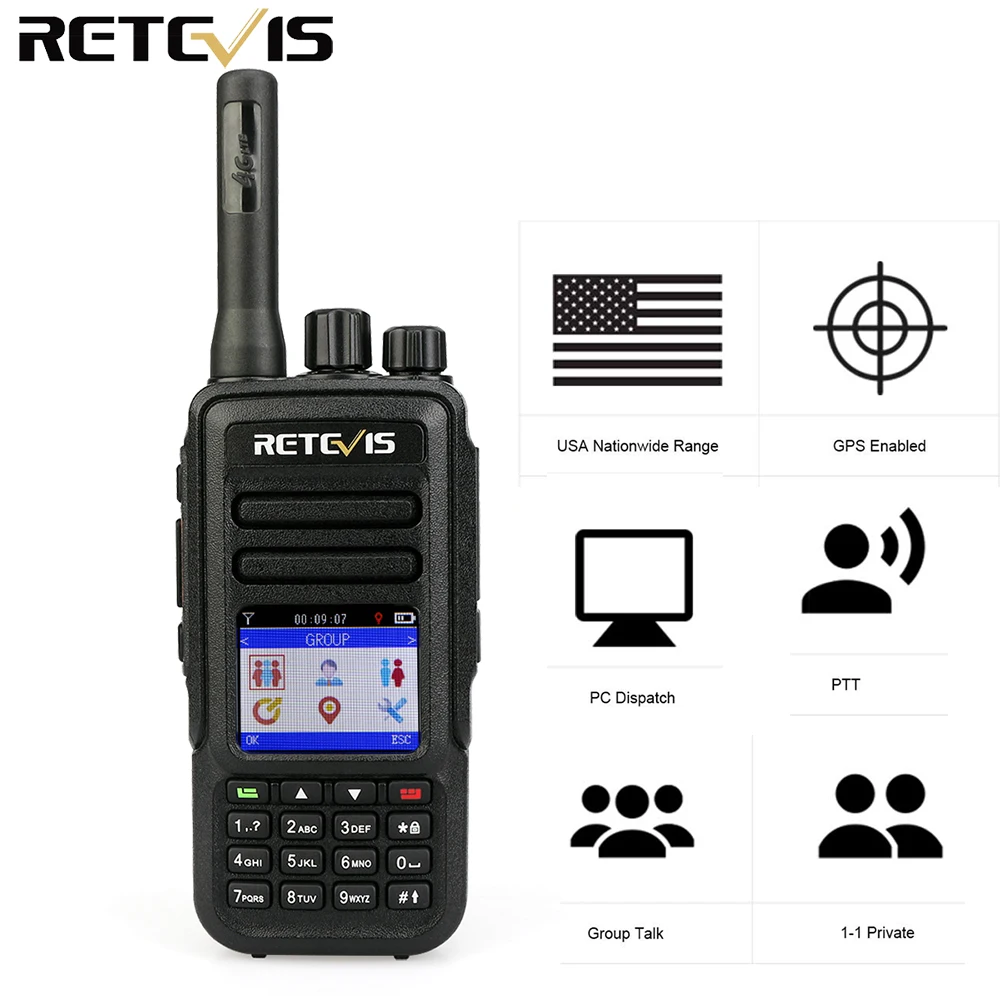 Retevis RT51 PoC радио сеть двухстороннее 4G LTE FDD 3G WCDMA GPS с кабелем для программирования SIM