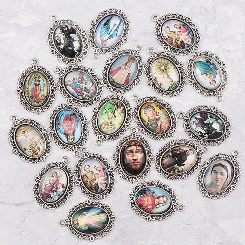 Овальные стеклянные кабошоны из цинкового сплава 20 шт. 22x30 мм|charm pendant diy|charm