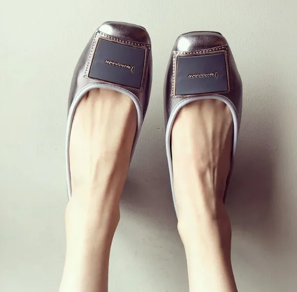 Серый Женские балетки на плоской подошве без застежки; Zapatillas mujer; женская обувь; сезон весна-осень; модельные туфли с закрытым носком; женская обувь; большие размеры 35-42 - Цвет: Серый