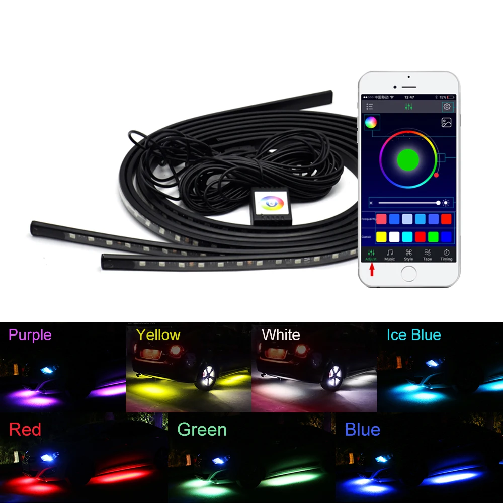 4 шт. RGB светодио дный Водонепроницаемый под nterior украшения Атмосфера лампы