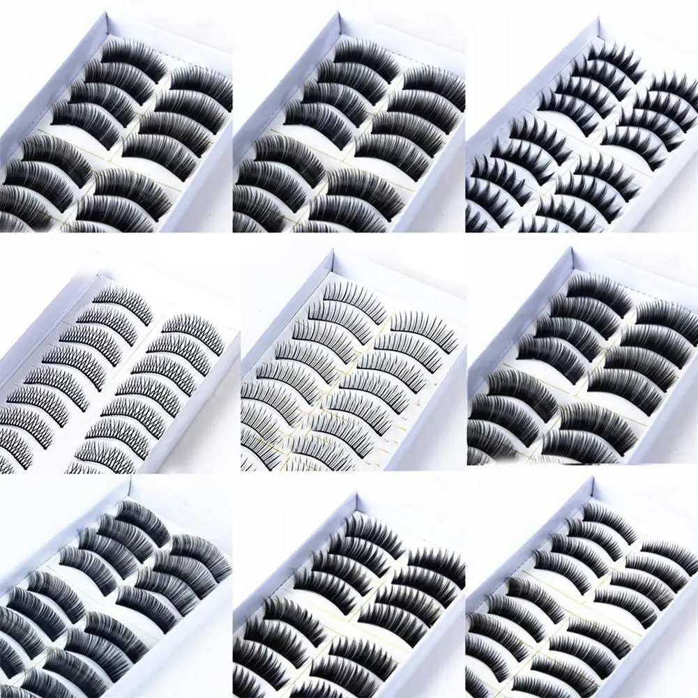 

10 Pairs/Box New Natural Long Cross Thick False Eyelashes Fake Eye Lashes Party Makeup