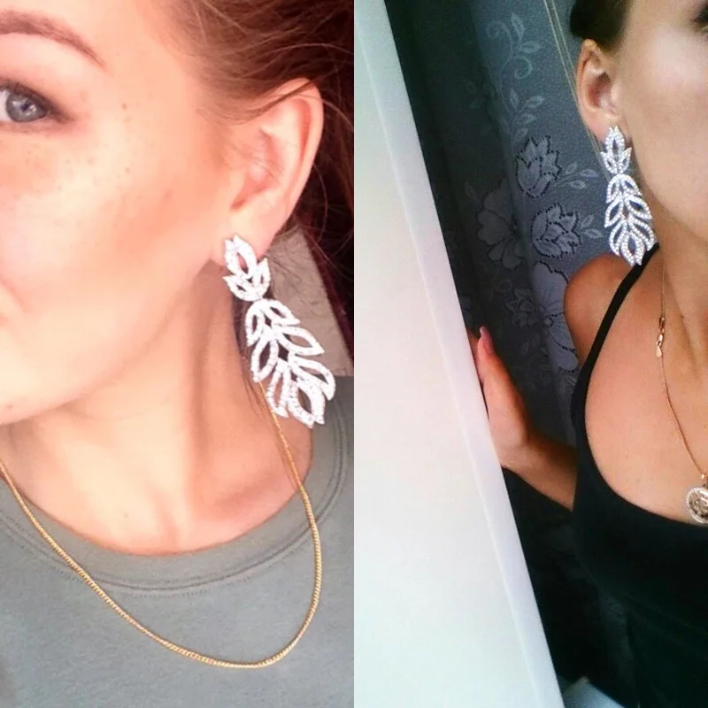 Серебряные серьги OCESRIO для свадьбы филигранные невесты модные с кристаллами ers