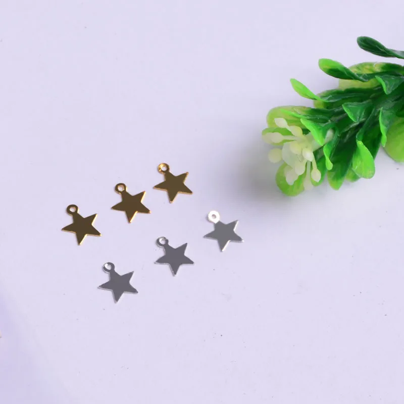 Простые подвески штампы со звездами из меди серебристого цвета золотистого 50 шт.