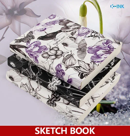 19cmX25.6cm B5 винтажная книга для набросков цветов птиц Белая пустая внутренняя