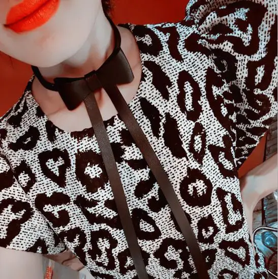 Женский кожаный галстук-бабочка ожерелье-бабочка в стиле панк аксессуар для