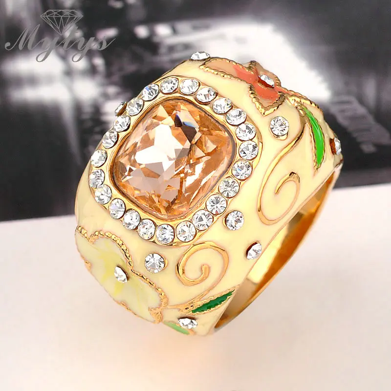 Mytys хрустальное кольцо с цветочным узором стильное цветное для вечеринки