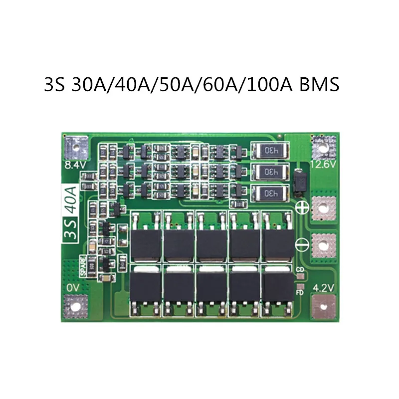 Плата BMS 3S 30A/40A/50A/60A/100A с балансом/для защитной платы литий ионной | Аксессуары для батарей -32962635994