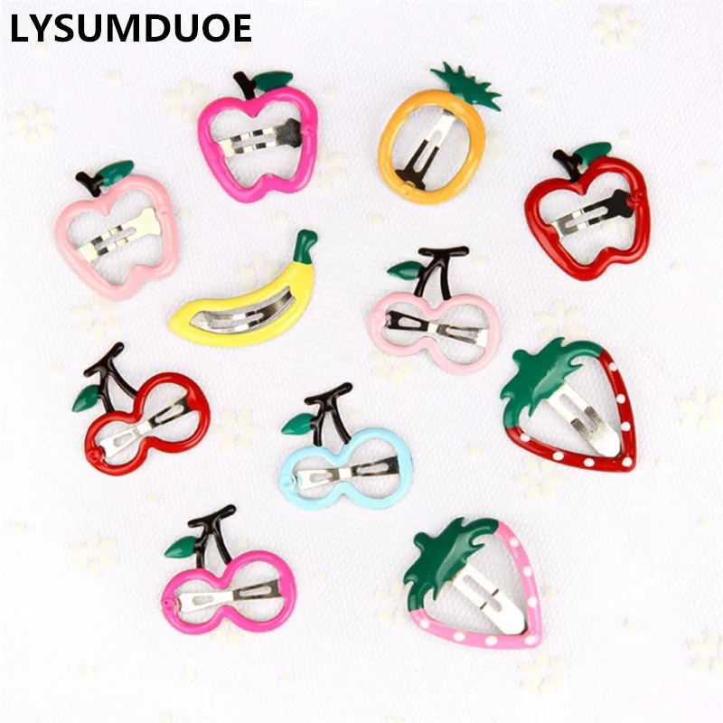 

6Pcs/Lot Girls Hair Accessories Fruit Barrette Cherry Banana Hairpin BB Drop Clips Girl Cute Headband Hair Clip Kids Hairclips
