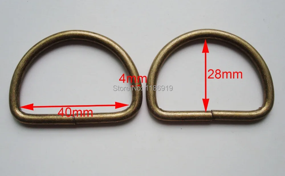 Оптовая продажа 40 мм Широкие антикварные металлические D образные кольца для