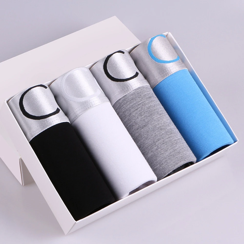 

4-pack Gift Box Set Men's underwear boxer shorts Man male solid color modal softy cotton boxer panties underwear Free shipping